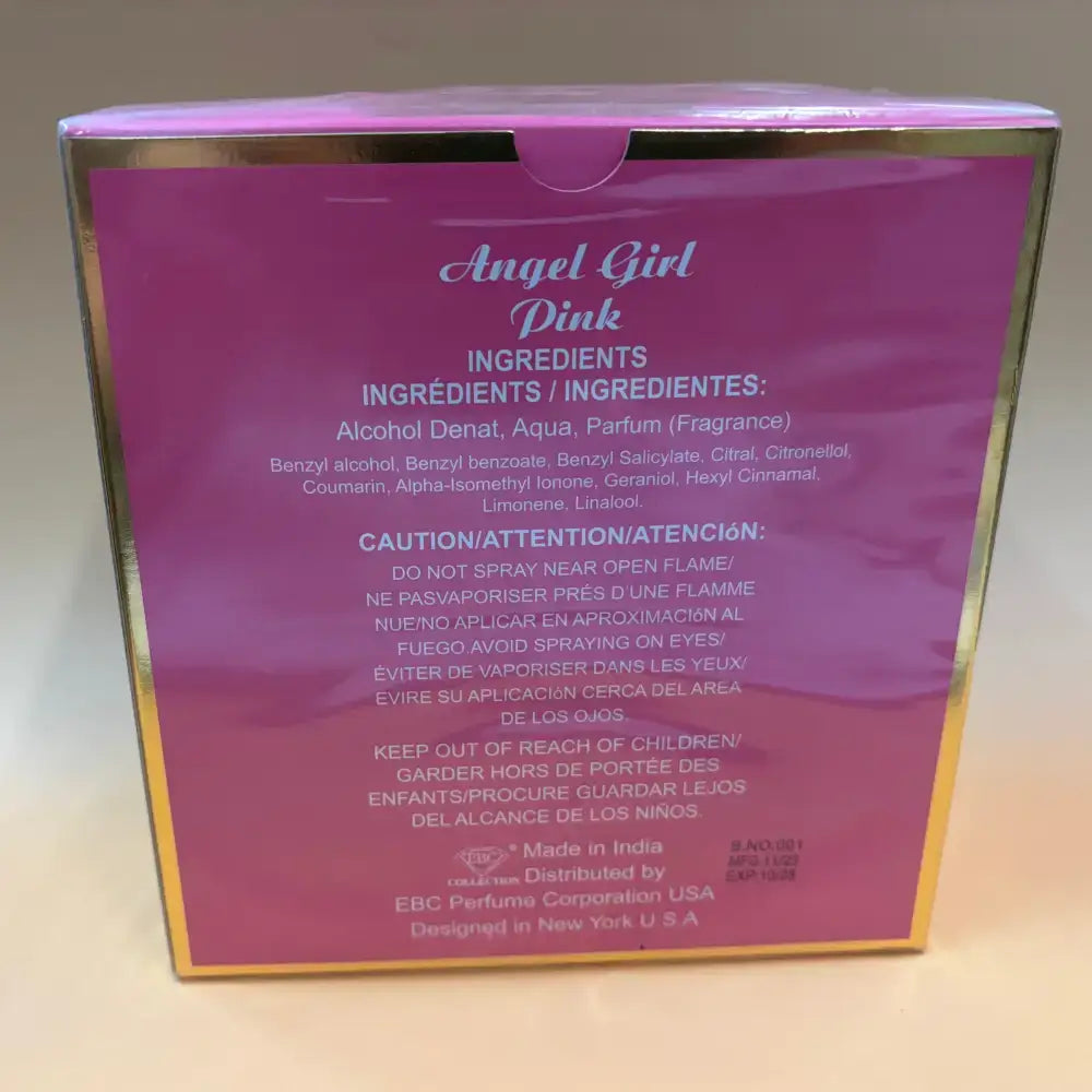 Angel Girl Pink Eau De Parfum Natural Spray Vaporisateur 3.4 fl oz - Perfume