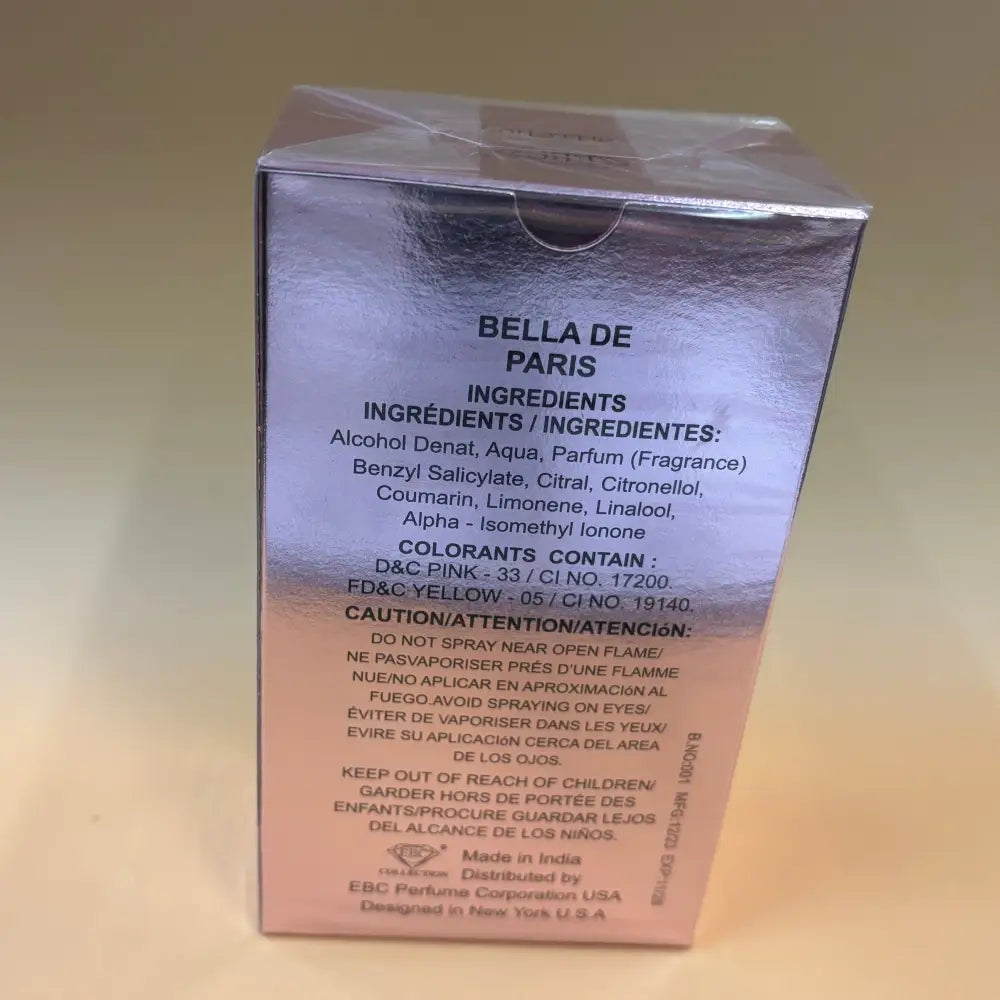 Bella De Paris Eau De Parfum Natural Spray Vaporisateur 3.4 fl oz - Perfume