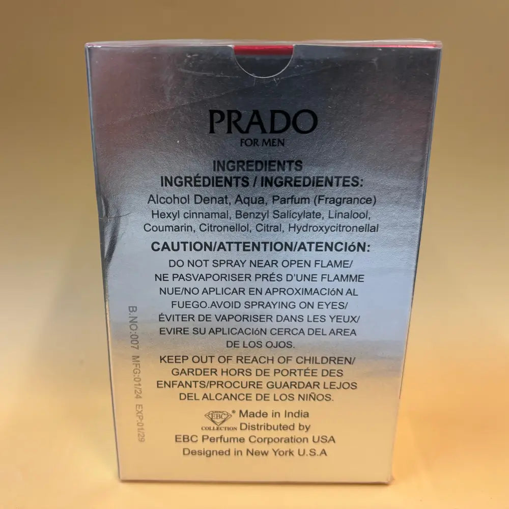 Prado Ocean Eau De Parfum Natural Spray Vaporisateur 3.4 fl oz - Perfume